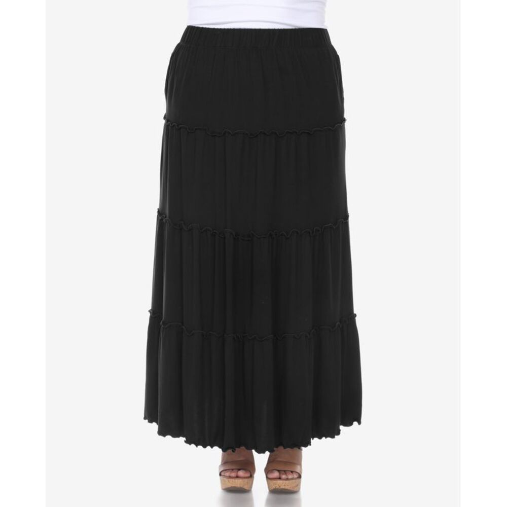 White Mark Plus Size Tiered Maxi Skirt